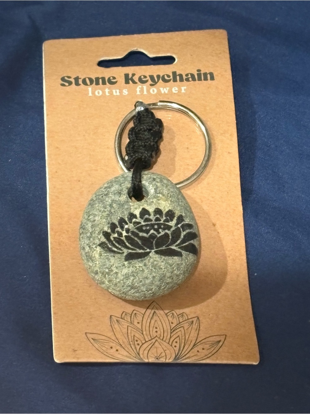 Stone Keychain Lotus Flower